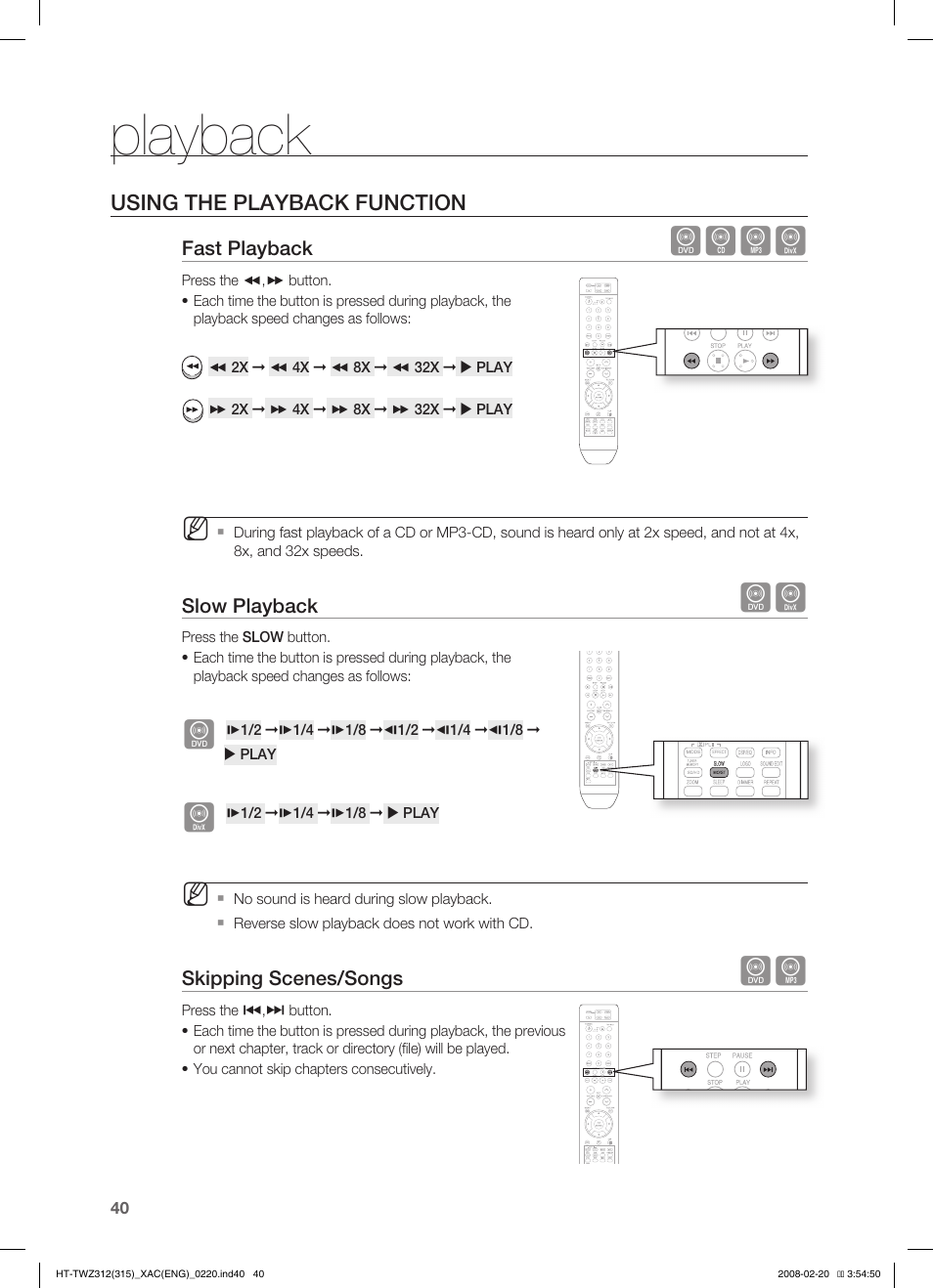Playback, Dbad | Samsung HT-TWZ315 User Manual | Page 41 / 72