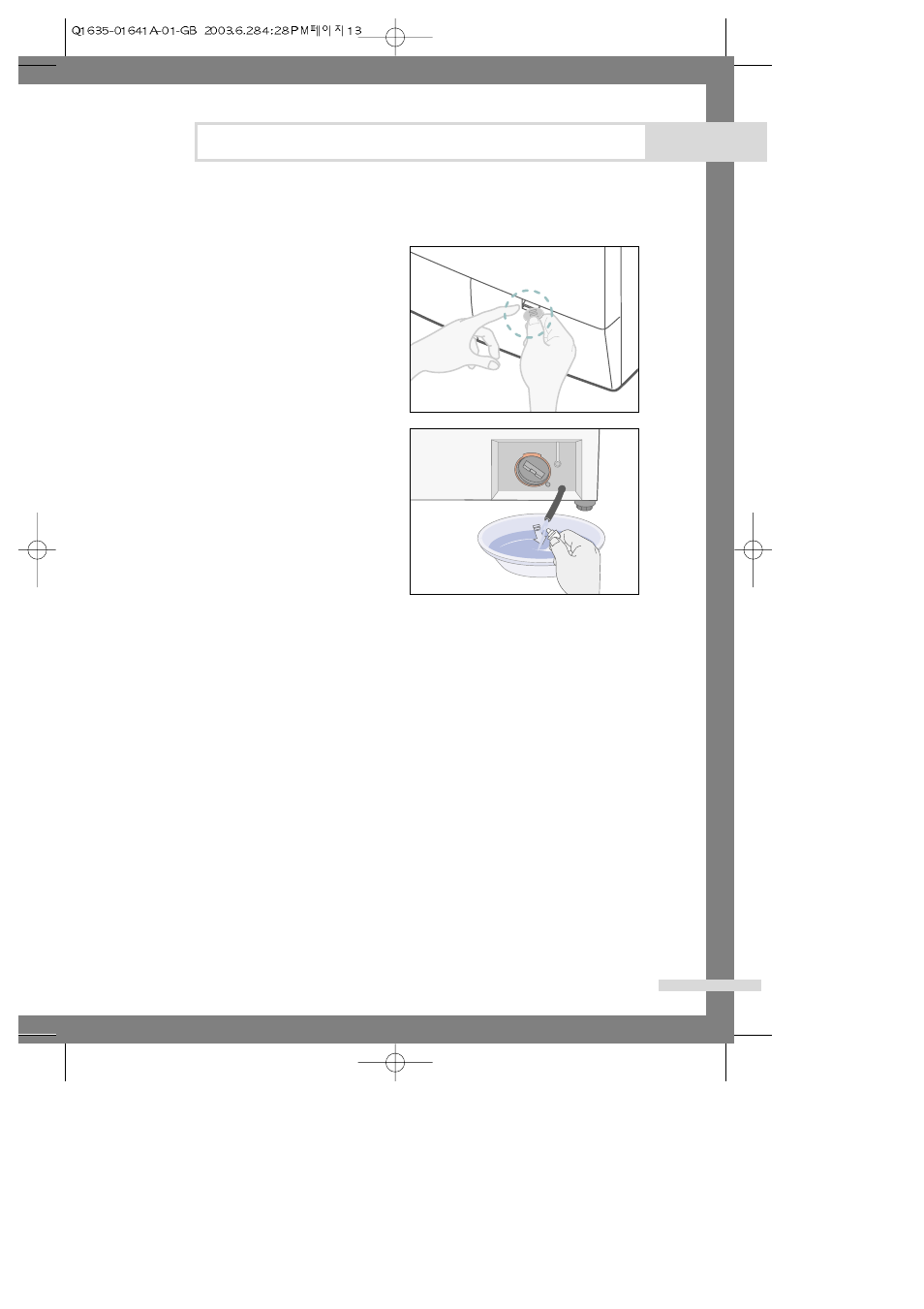 Maintaining the washing machine, Draining the washing machine in an emergency, Repairing a frozen washing machine | Cleaning the exterior | Samsung Q1235(C/S/V) User Manual | Page 15 / 24