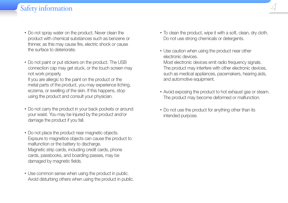 Safety information | Samsung YP-VP2 User Manual | Page 6 / 45