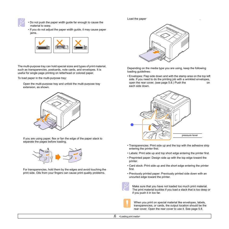 Using the multi-purpose tray | Samsung ML-3470 User Manual | Page 34 / 103