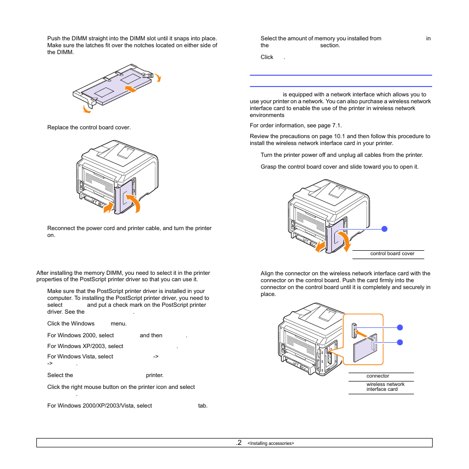 Installing a wireless network interface card | Samsung ML-3470 User Manual | Page 58 / 103