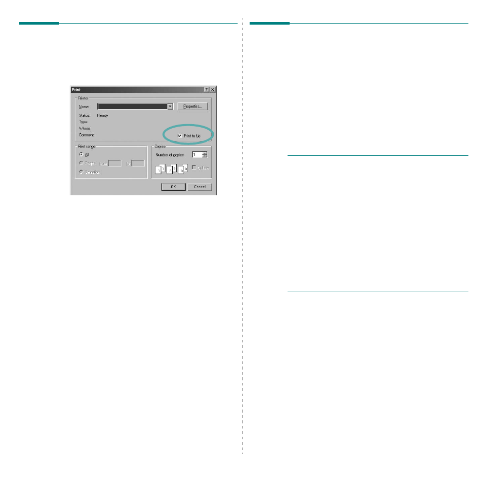 Printing to a file (prn), Printer settings, Printing to a file (prn) printer settings | Samsung ML-3470 User Manual | Page 77 / 103