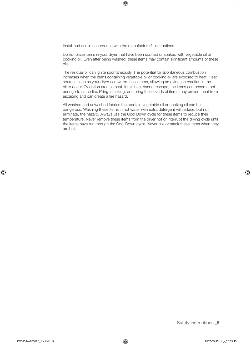 Samsung DV665J User Manual | Page 5 / 60