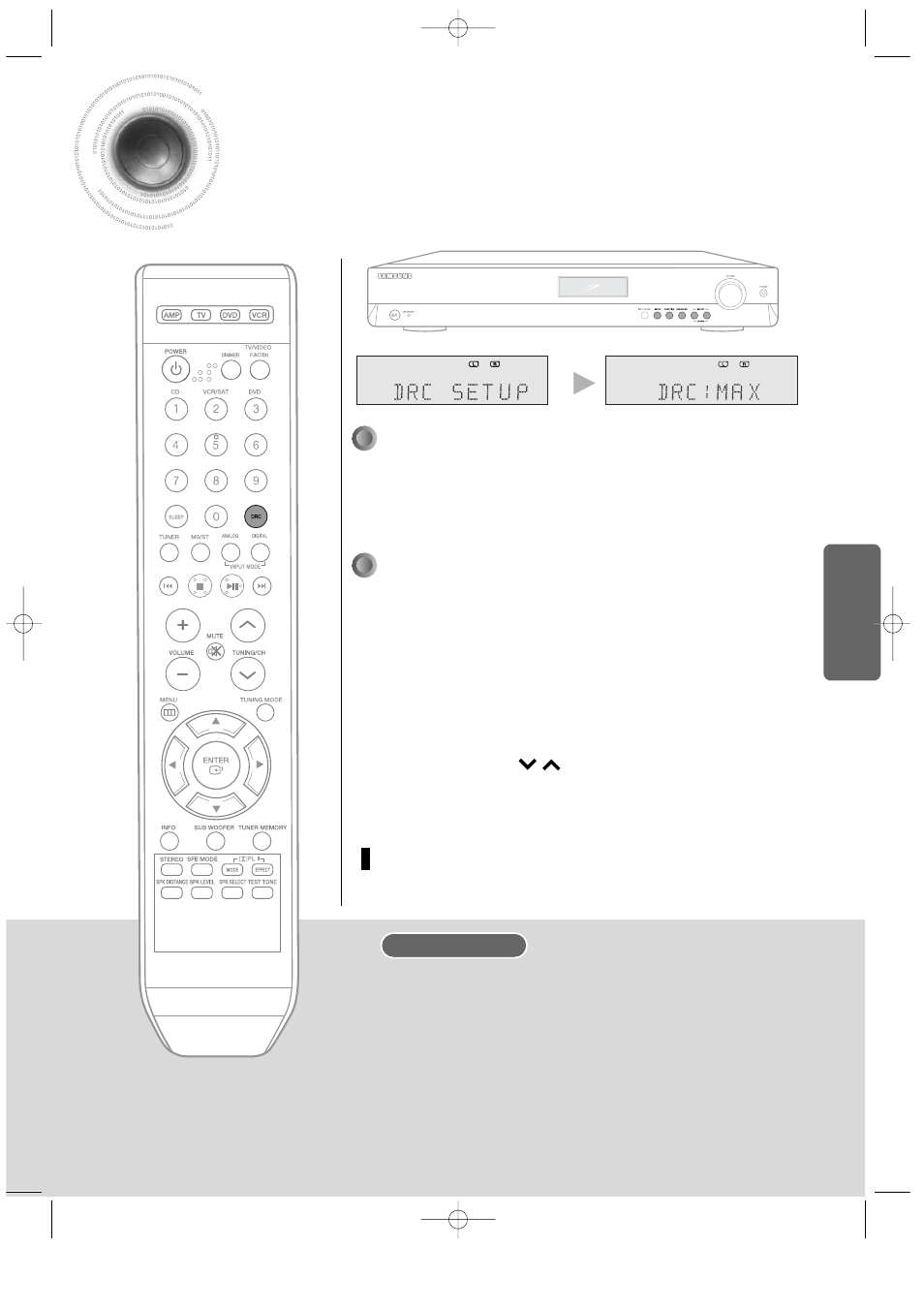 Setting drc (dynamic range compression), Setting drc, Dynamic range compression) | Main unit, Remote control | Samsung 20060510083254531 User Manual | Page 26 / 50