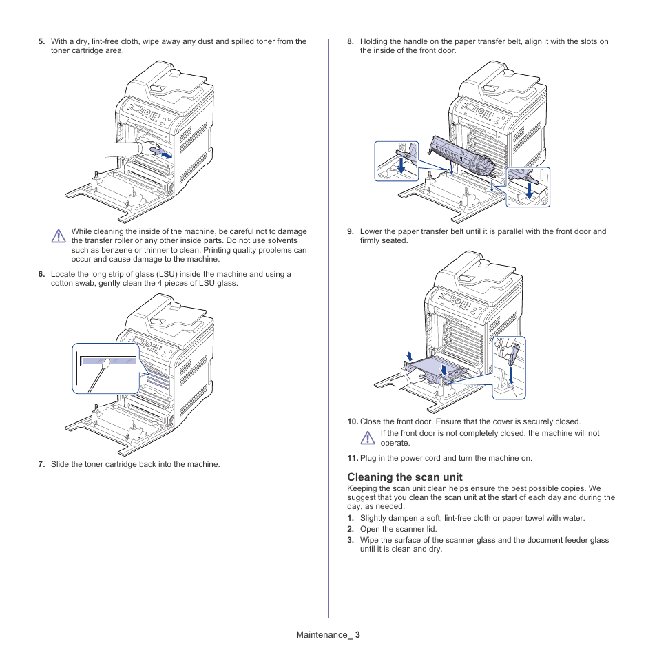 Cleaning the scan, Cleaning the scan unit | Samsung CLX-6220 User Manual | Page 104 / 155