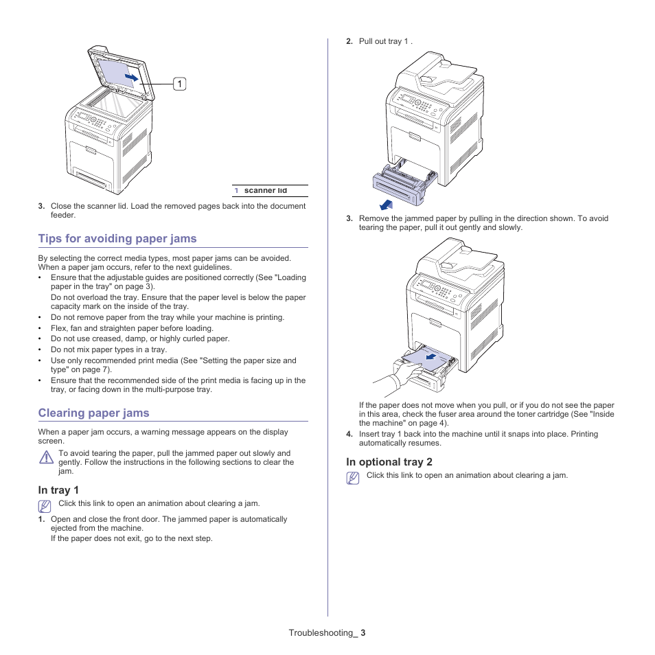 Tips for avoiding paper jams, Clearing paper jams, Clearing | Samsung CLX-6220 User Manual | Page 108 / 155