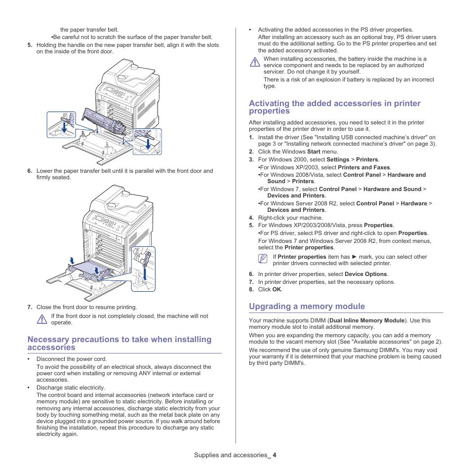 Upgrading a memory module | Samsung CLX-6220 User Manual | Page 131 / 155