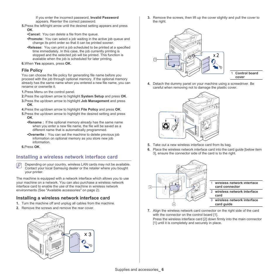 Installing a wireless network interface card | Samsung CLX-6220 User Manual | Page 133 / 155