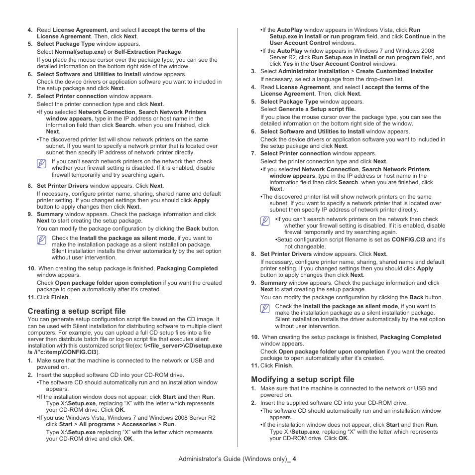 Creating a setup script file, Modifying a setup script file | Samsung CLX-6220 User Manual | Page 145 / 155