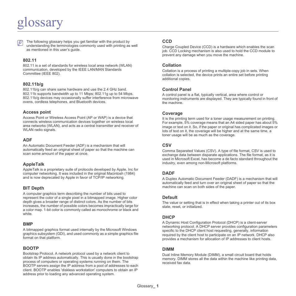 Glossary | Samsung CLX-6220 User Manual | Page 151 / 155