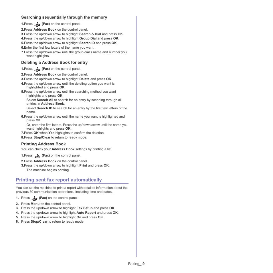 Printing sent fax report automatically, Printing sent fax | Samsung CLX-6220 User Manual | Page 85 / 155
