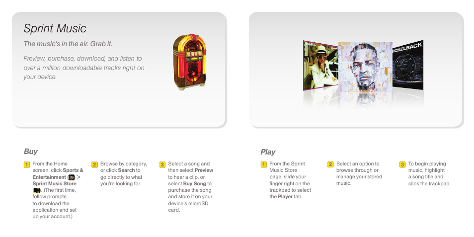 Sprint music, Play buy | Samsung CURVE 8530 User Manual | Page 3 / 5