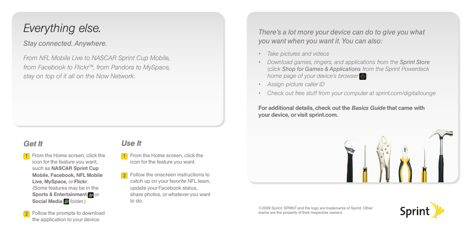 Everything else, Get it use it | Samsung CURVE 8530 User Manual | Page 5 / 5