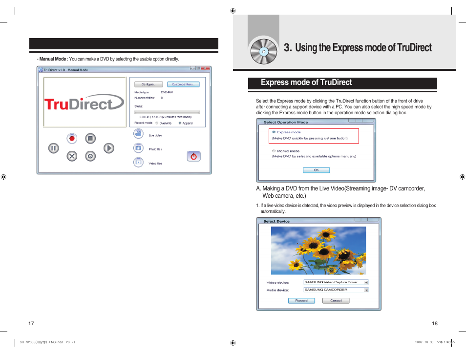 Using the express mode of trudirect, Express mode of trudirect | Samsung TrueDirect BG68-01525A User Manual | Page 11 / 16