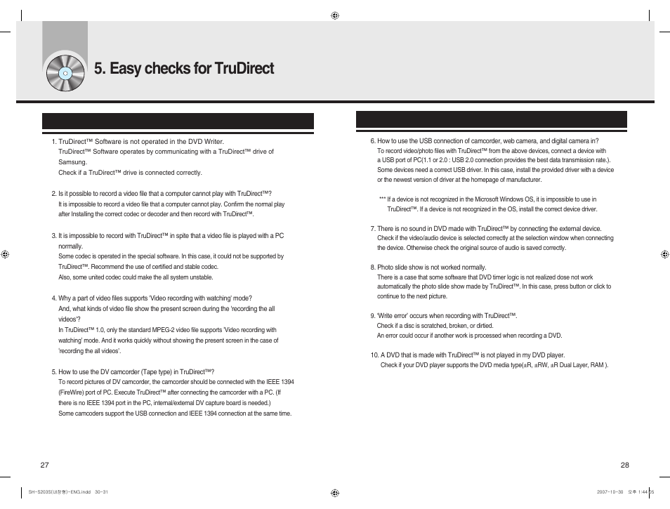 Easy checks for trudirect | Samsung TrueDirect BG68-01525A User Manual | Page 16 / 16