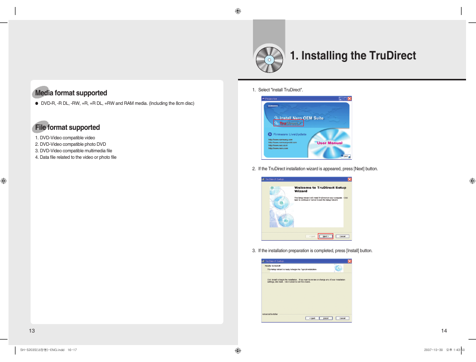 Installing the trudirect, Media format supported, File format supported | Samsung TrueDirect BG68-01525A User Manual | Page 9 / 16