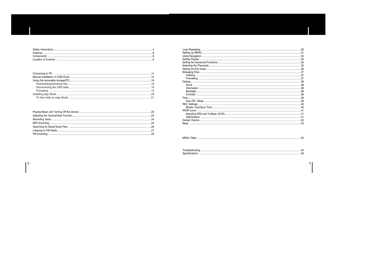 Samsung yepp' YP-53X User Manual | Page 2 / 24