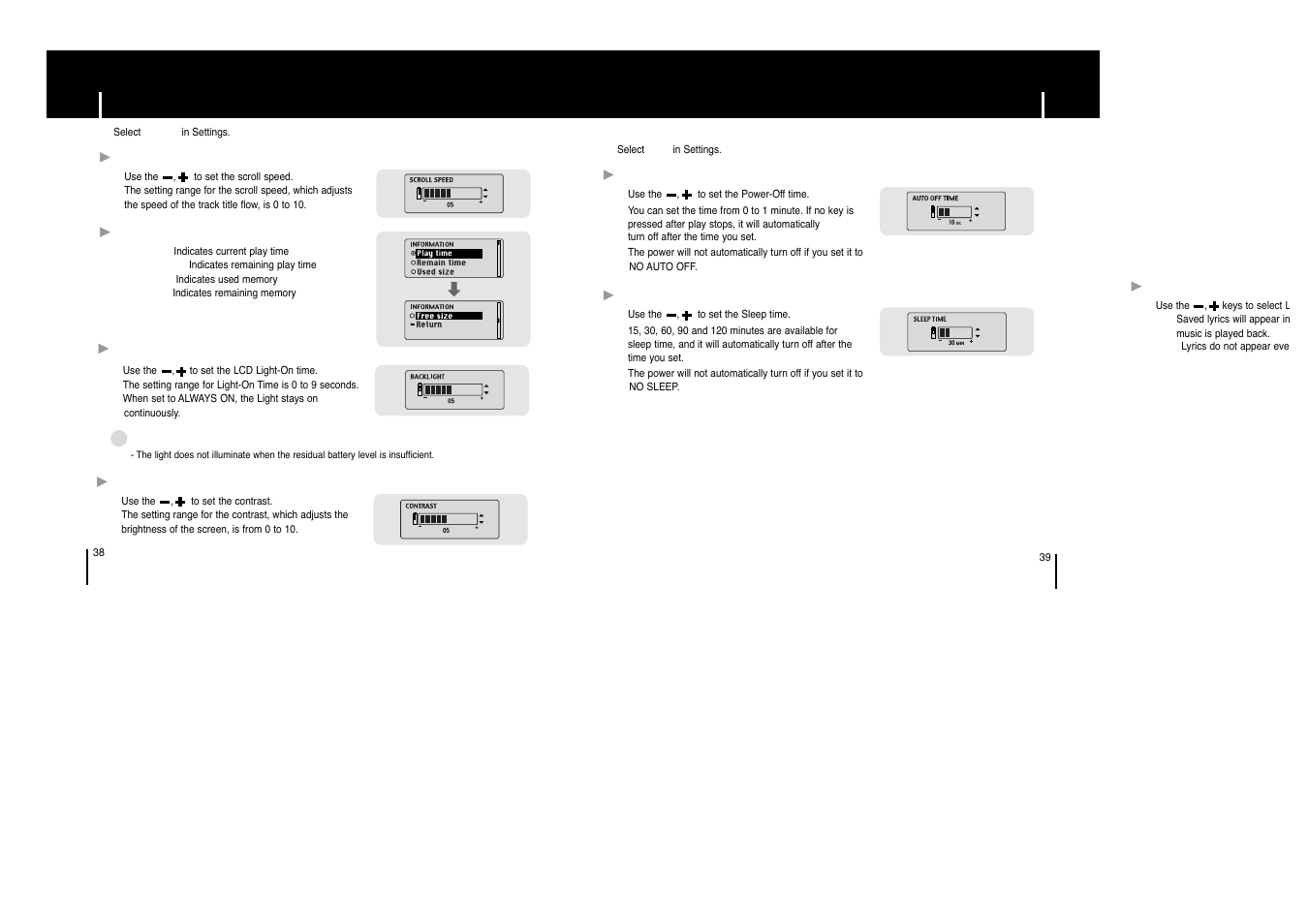 Time, Time display | Samsung yepp' YP-53X User Manual | Page 20 / 24