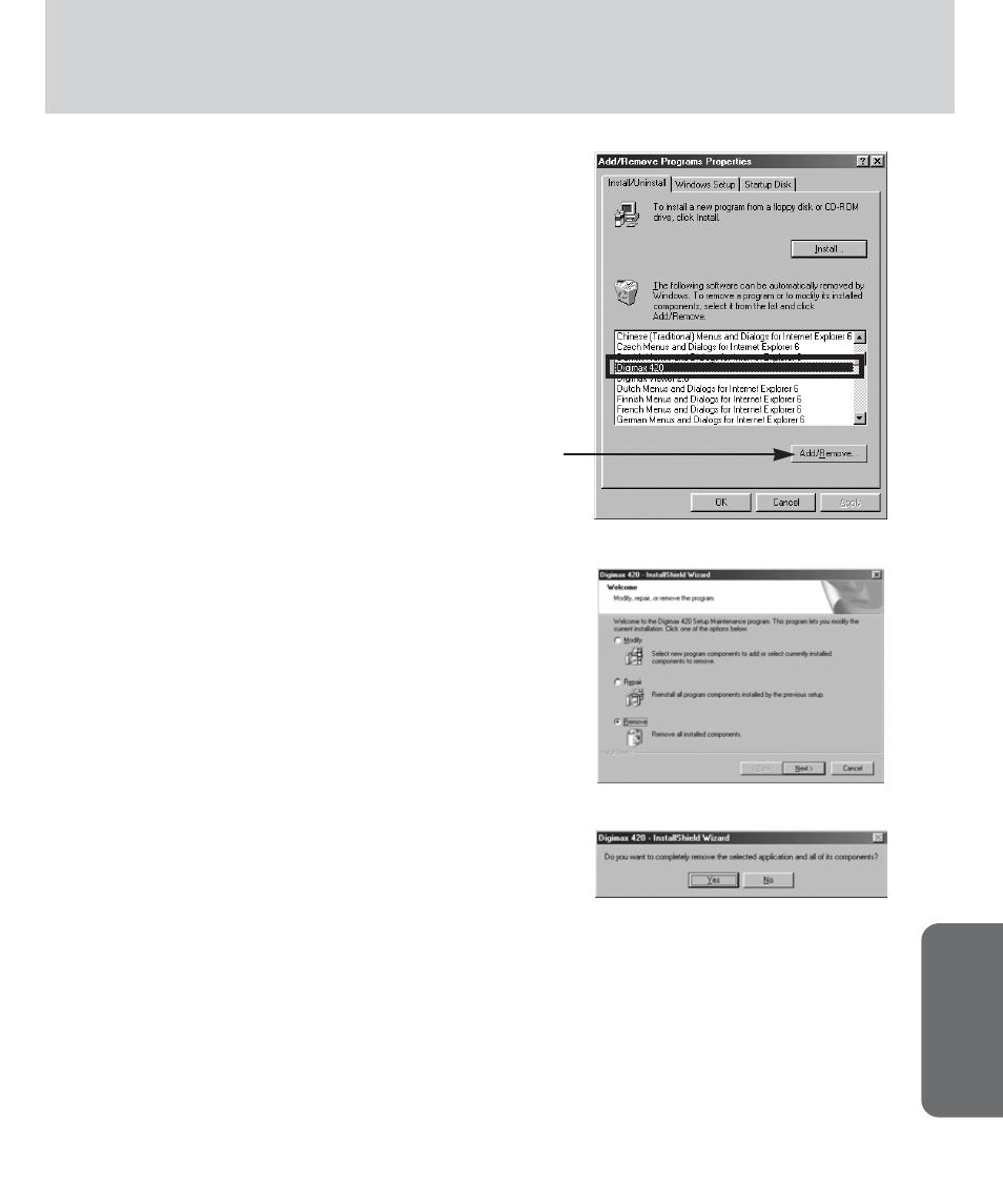 Removing the usb driver for windows 98se, Softw are | Samsung Digimax 420 User Manual | Page 101 / 124