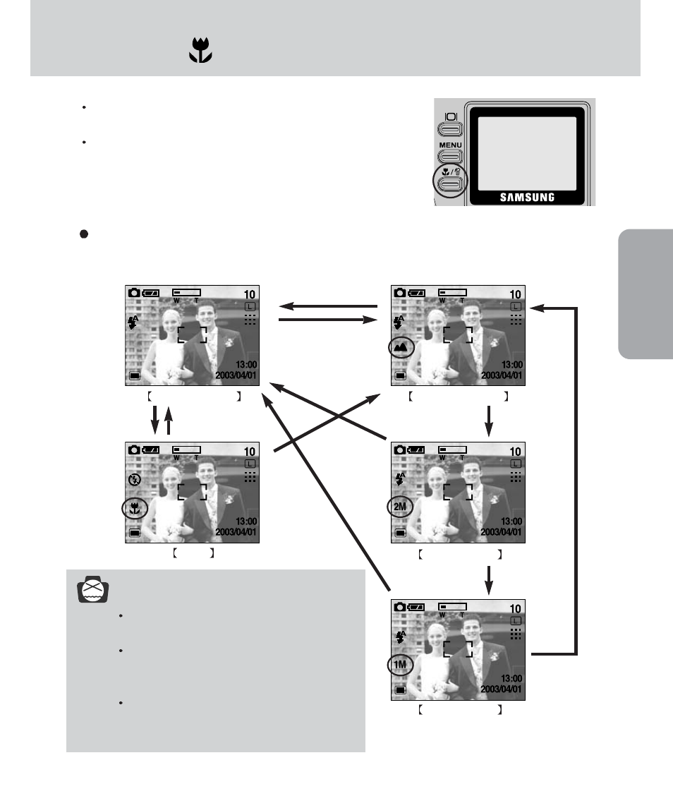Macro( ) button, Recording, Notice | Samsung Digimax 420 User Manual | Page 31 / 124