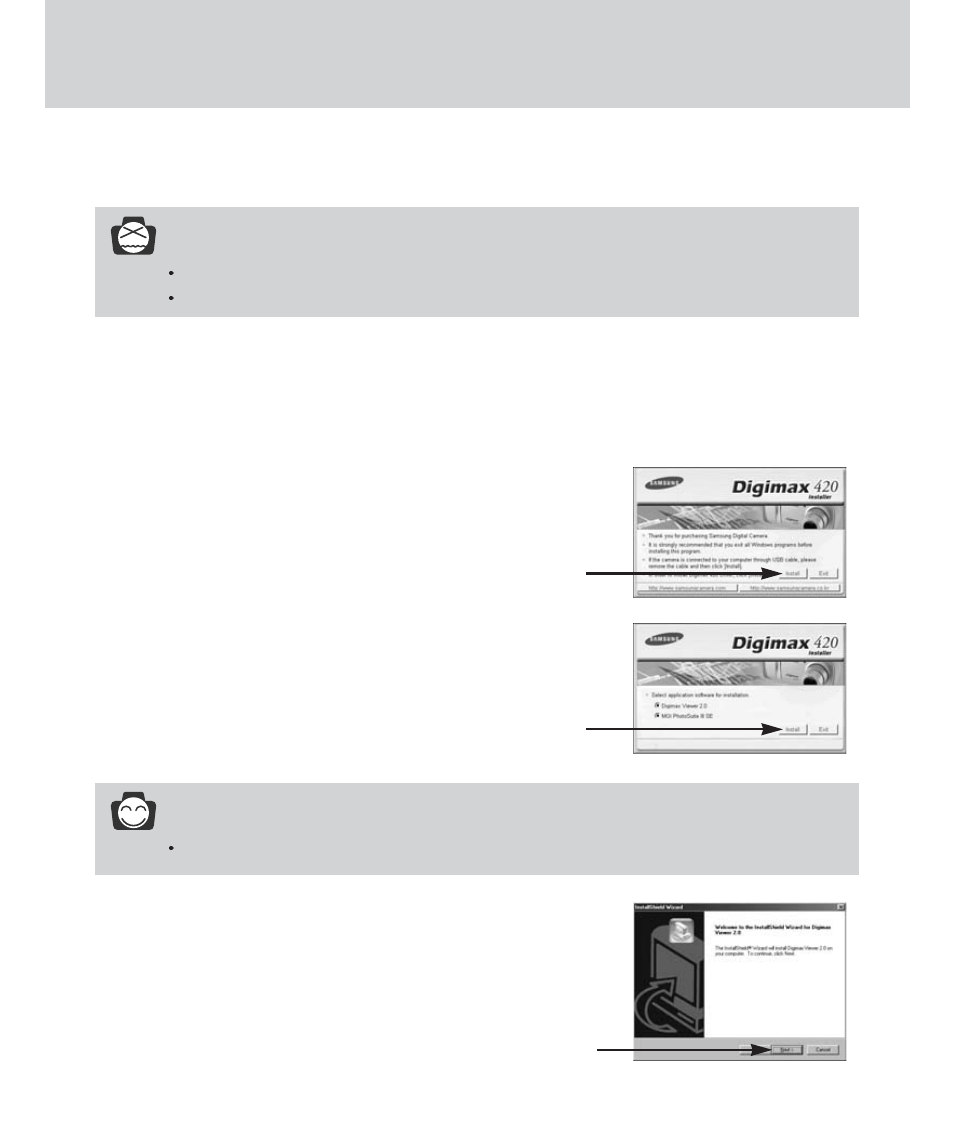 Setting up the application software, Notice, Information | Samsung Digimax 420 User Manual | Page 94 / 124
