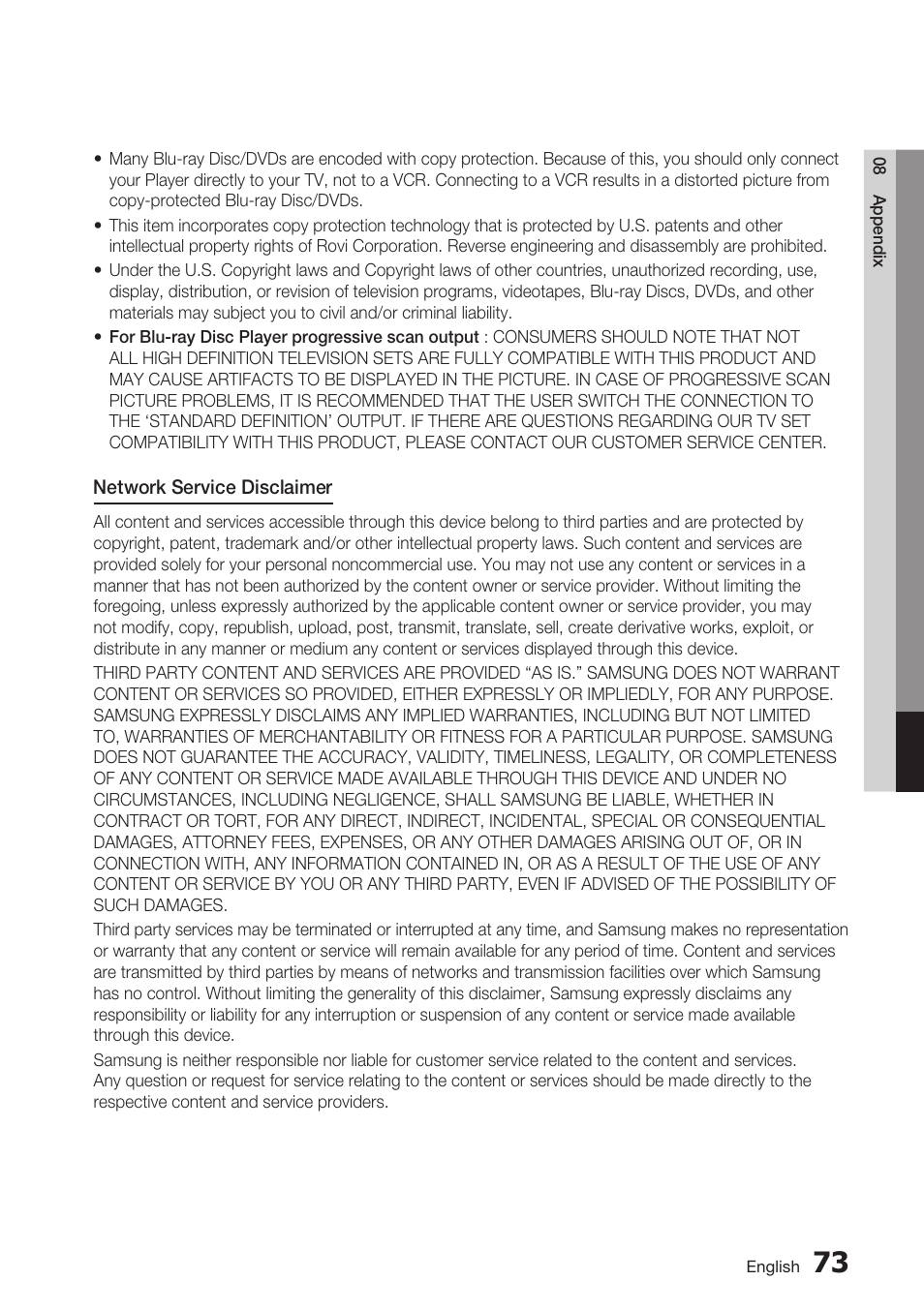 Samsung BD-D7500 User Manual | Page 73 / 77