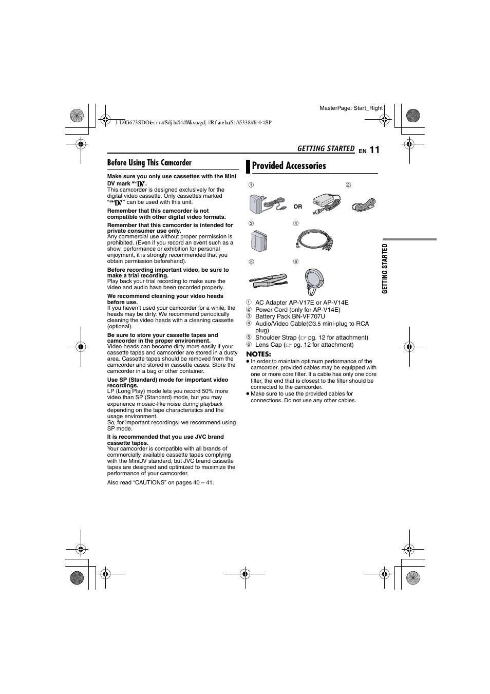 Before using this camcorder, Provided accessories | JVC GR-D340EK User Manual | Page 11 / 44