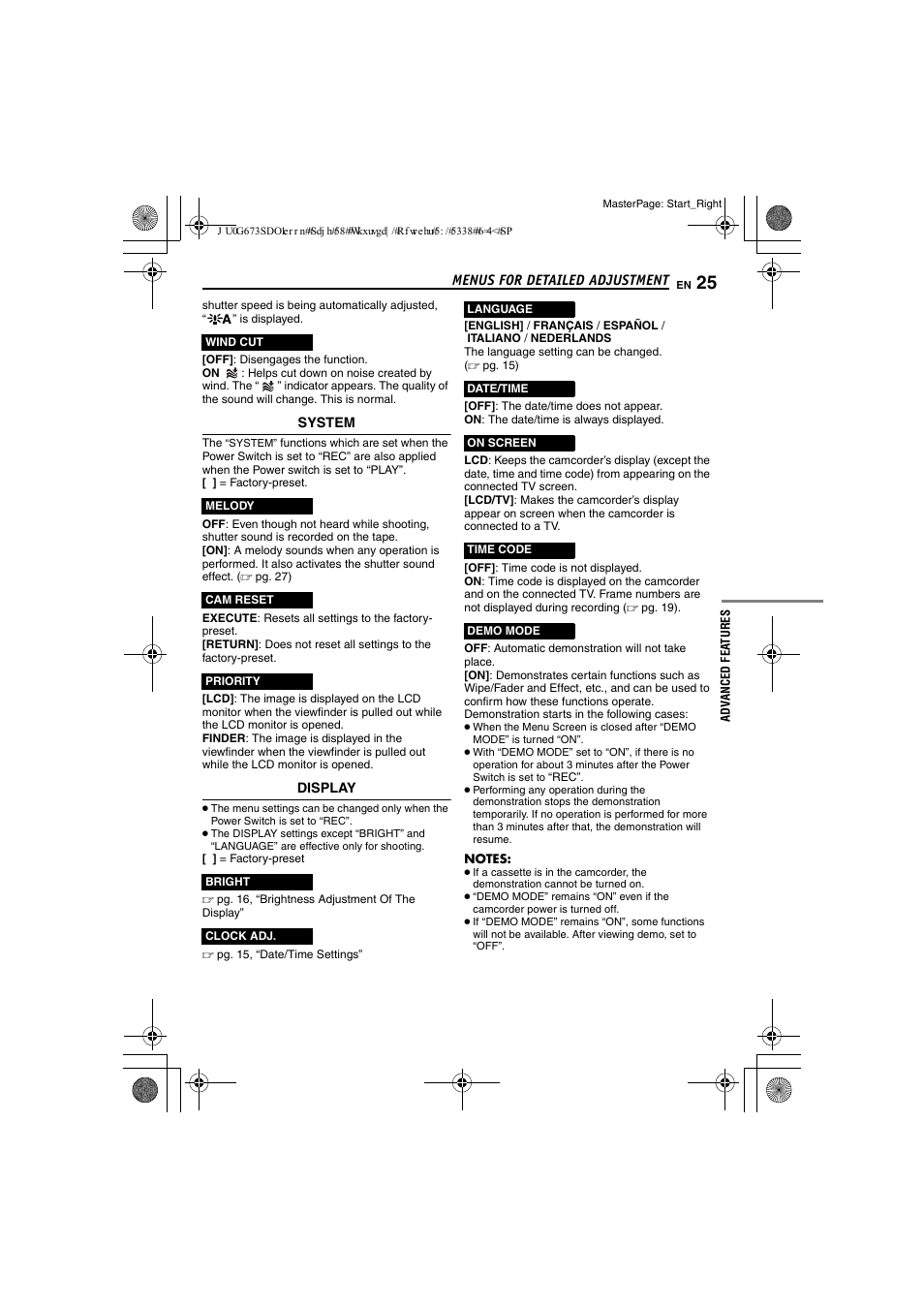 Pg. 25), Is set to “on, Pg. 26) | JVC GR-D340EK User Manual | Page 25 / 44