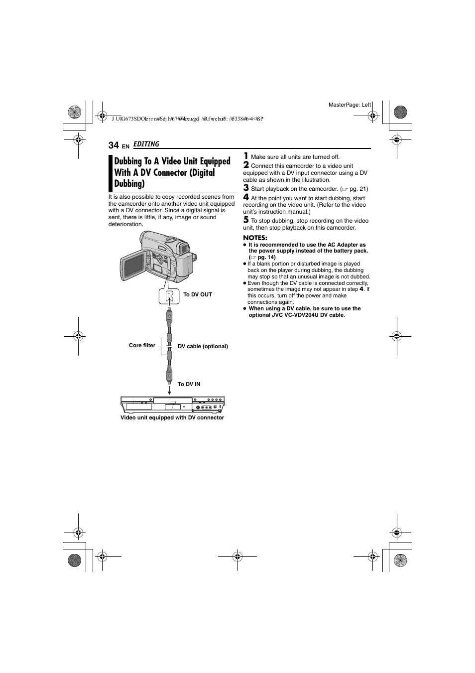 Dubbing to a video unit equipped with a dv, Connector (digital dubbing) | JVC GR-D340EK User Manual | Page 34 / 44