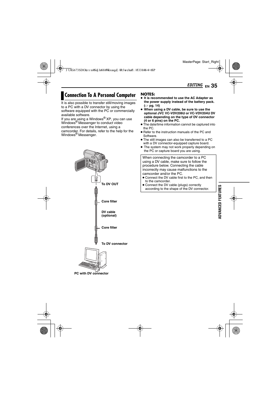 Connection to a personal computer | JVC GR-D340EK User Manual | Page 35 / 44