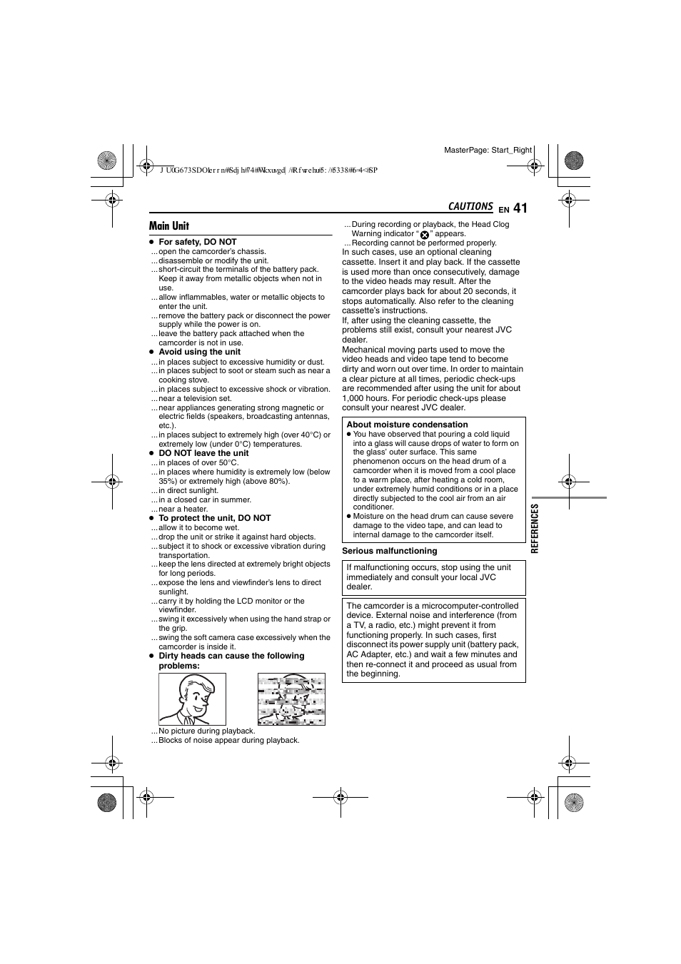 Cautions, Main unit, Pg. 41) | Cautions main unit | JVC GR-D340EK User Manual | Page 41 / 44