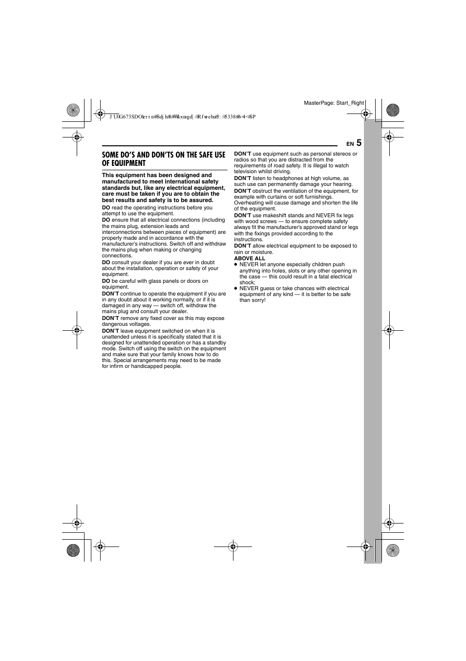 Some do’s and don’ts on the safe use of equipment, 5 and 11 | JVC GR-D340EK User Manual | Page 5 / 44