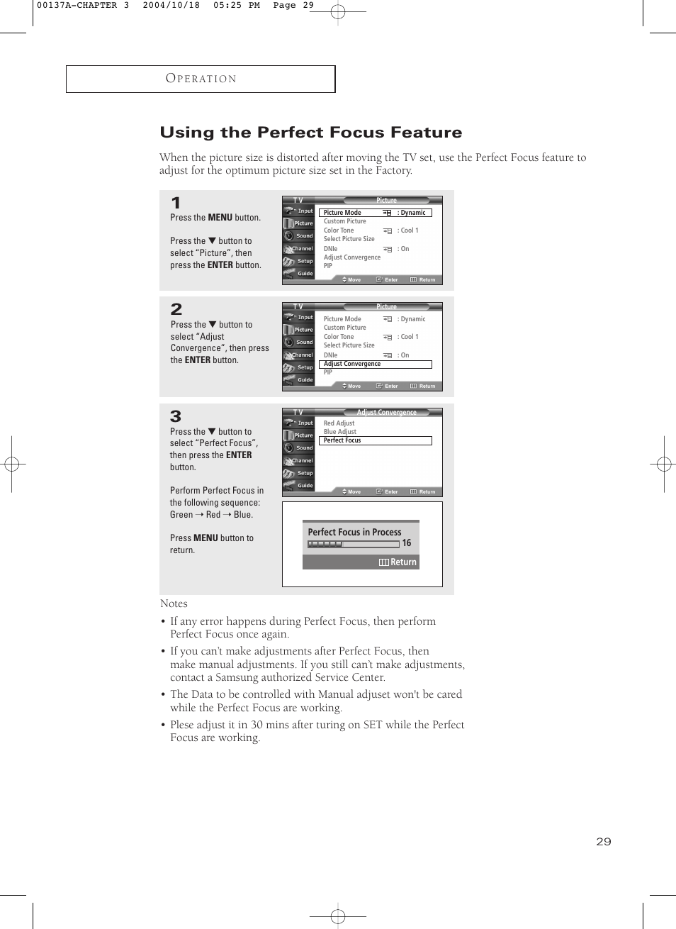 Using the perfect focus feature | Samsung HCN479W User Manual | Page 29 / 87