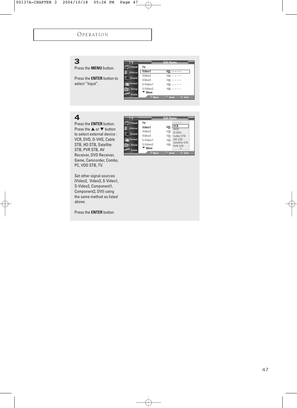 P e r at i o n | Samsung HCN479W User Manual | Page 47 / 87
