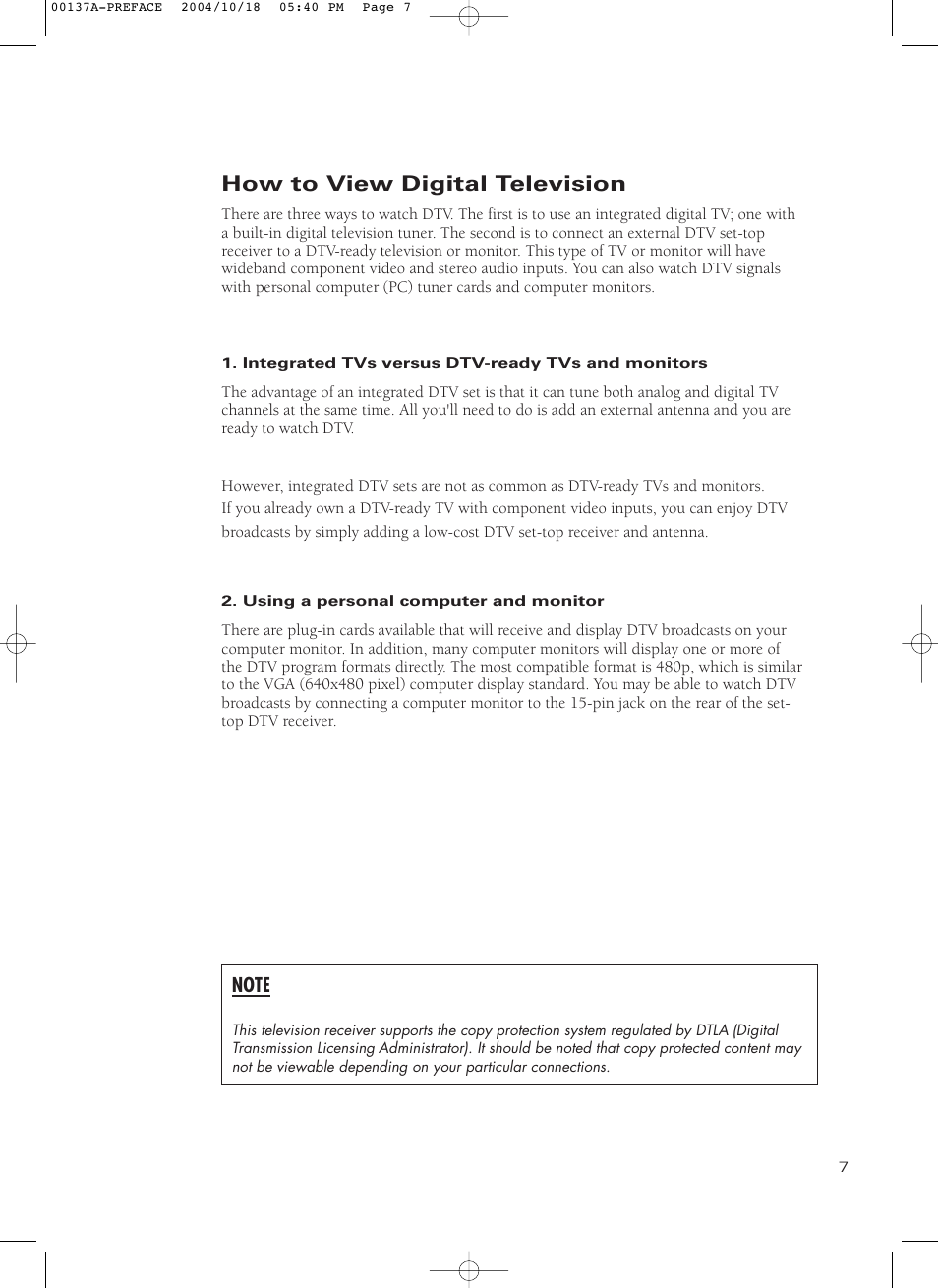 How to view digital television | Samsung HCN479W User Manual | Page 7 / 87