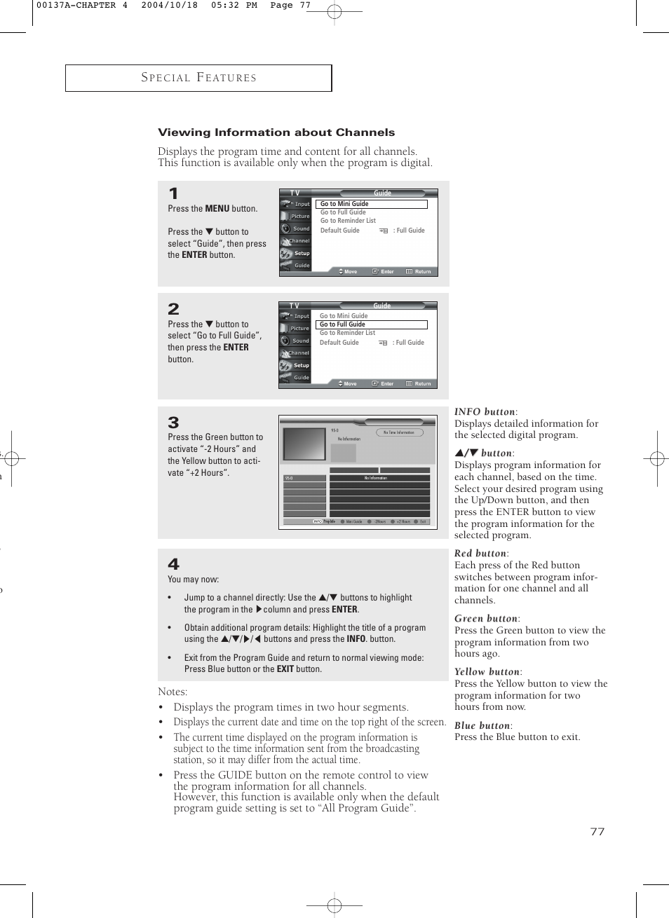 Viewing information about channels | Samsung HCN479W User Manual | Page 77 / 87