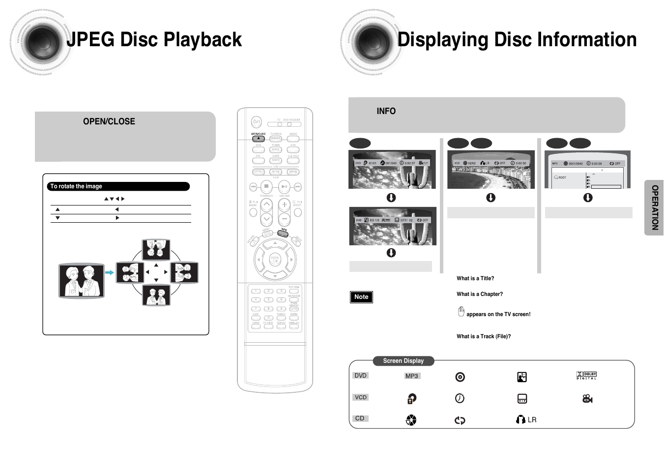 Jpeg disc playback, Displaying disc information | Samsung HT-DB390 User Manual | Page 14 / 37