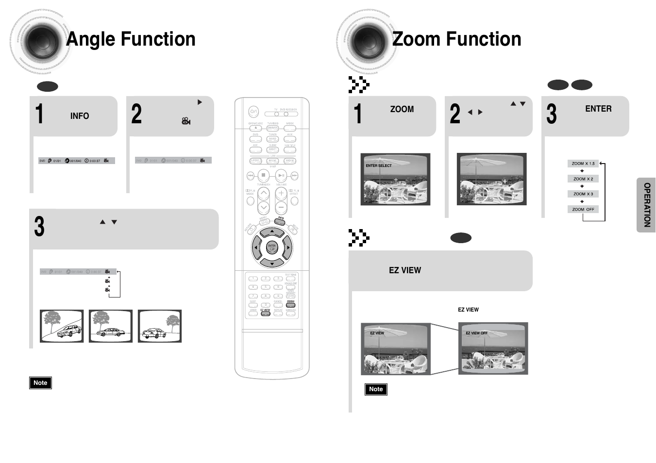 Angle function, Zoom function, 32 zoom function | 31 angle function, Zoom (screen enlarge) function, Aspect ratio | Samsung HT-DB390 User Manual | Page 17 / 37