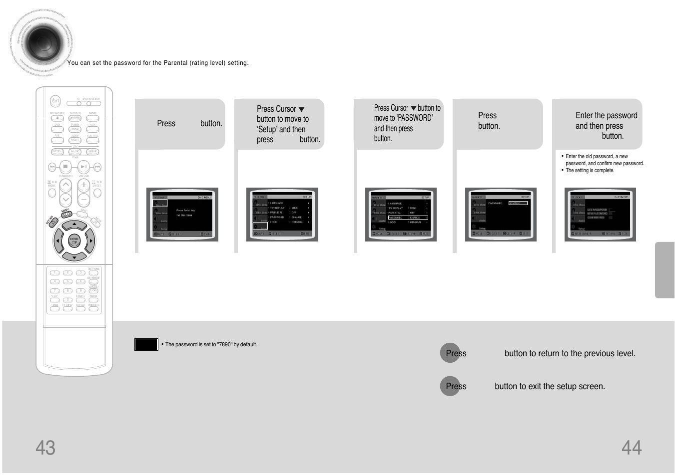 Setting the password | Samsung HT-DB390 User Manual | Page 23 / 37