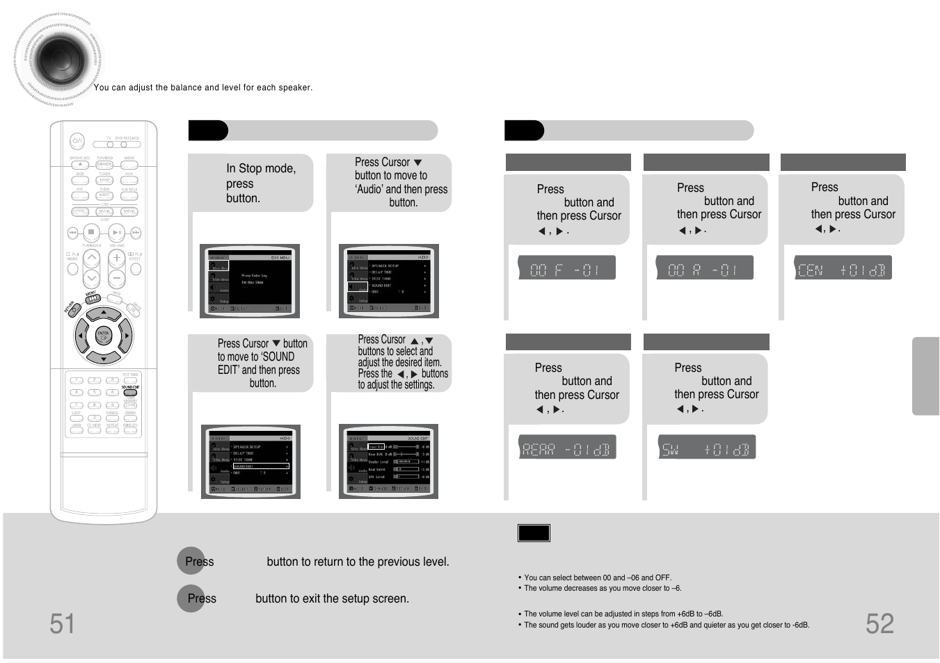 Setting the audio quality, 51 setting the audio quality | Samsung HT-DB390 User Manual | Page 27 / 37