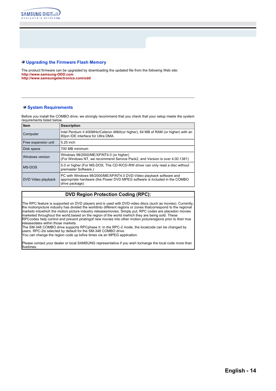 Using the drive, English - 14 | Samsung CD Player User Manual | Page 13 / 18