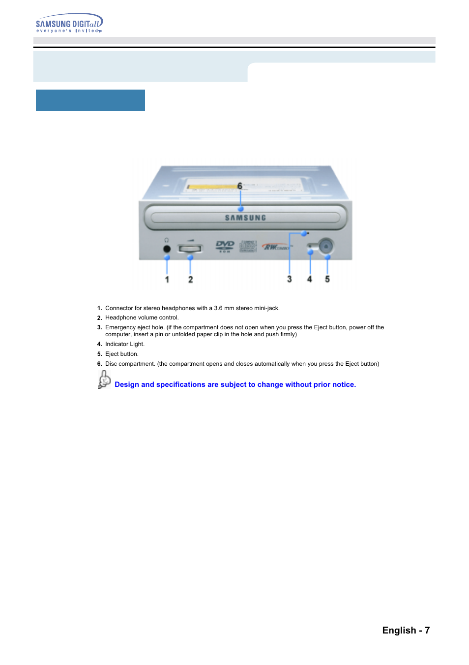 Introduction | Samsung CD Player User Manual | Page 6 / 18