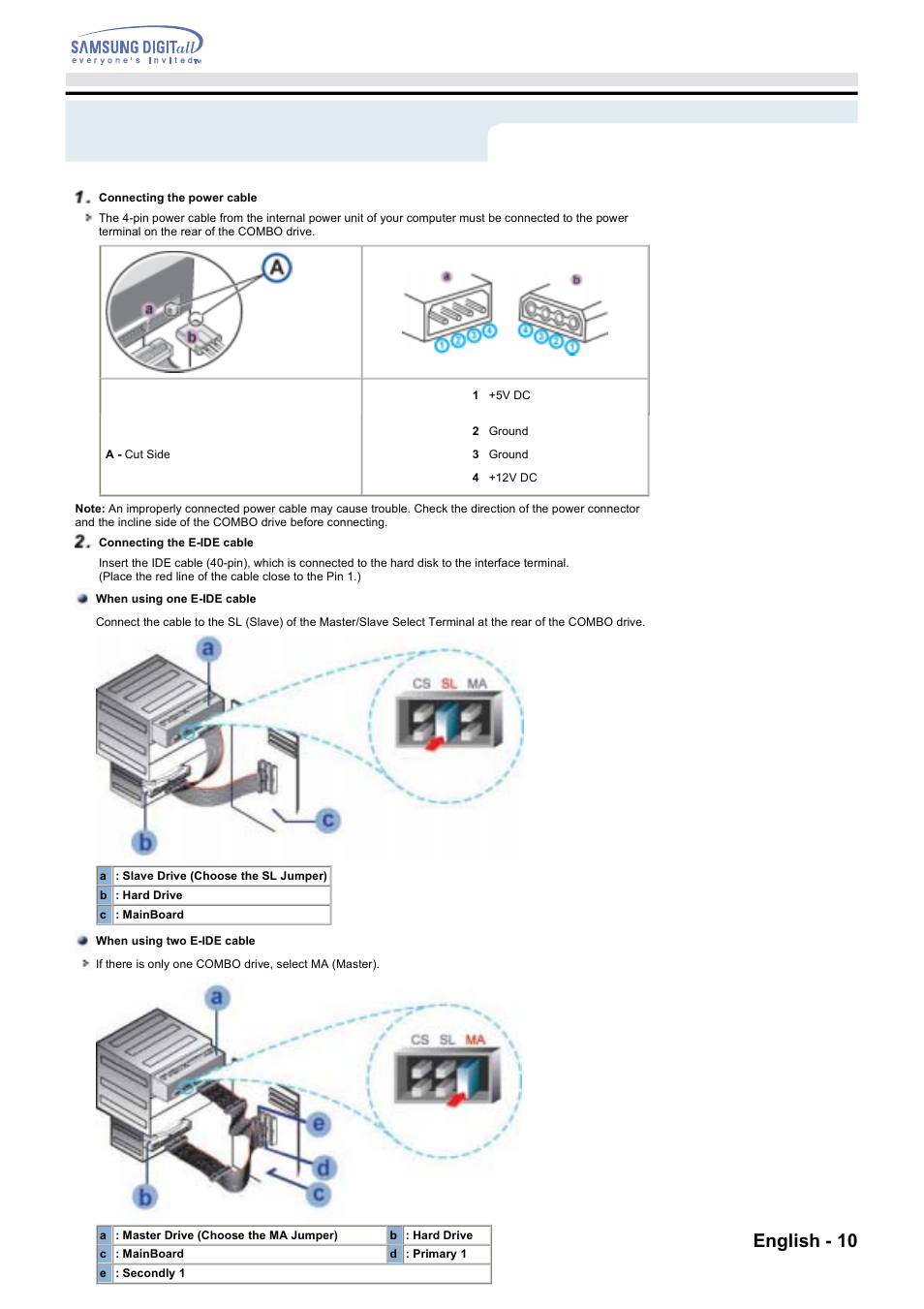Setup, English - 10 | Samsung CD Player User Manual | Page 9 / 18