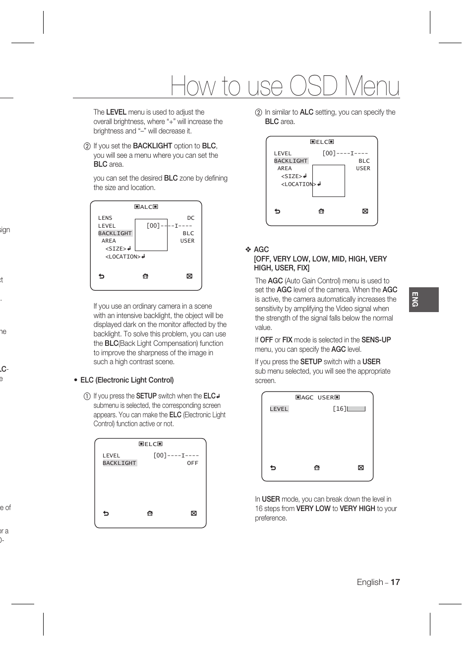 How to use osd menu | Samsung SCC-B2333(P) User Manual | Page 17 / 32