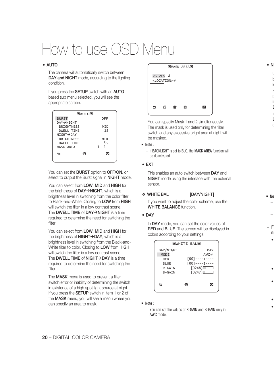 How to use osd menu | Samsung SCC-B2333(P) User Manual | Page 20 / 32