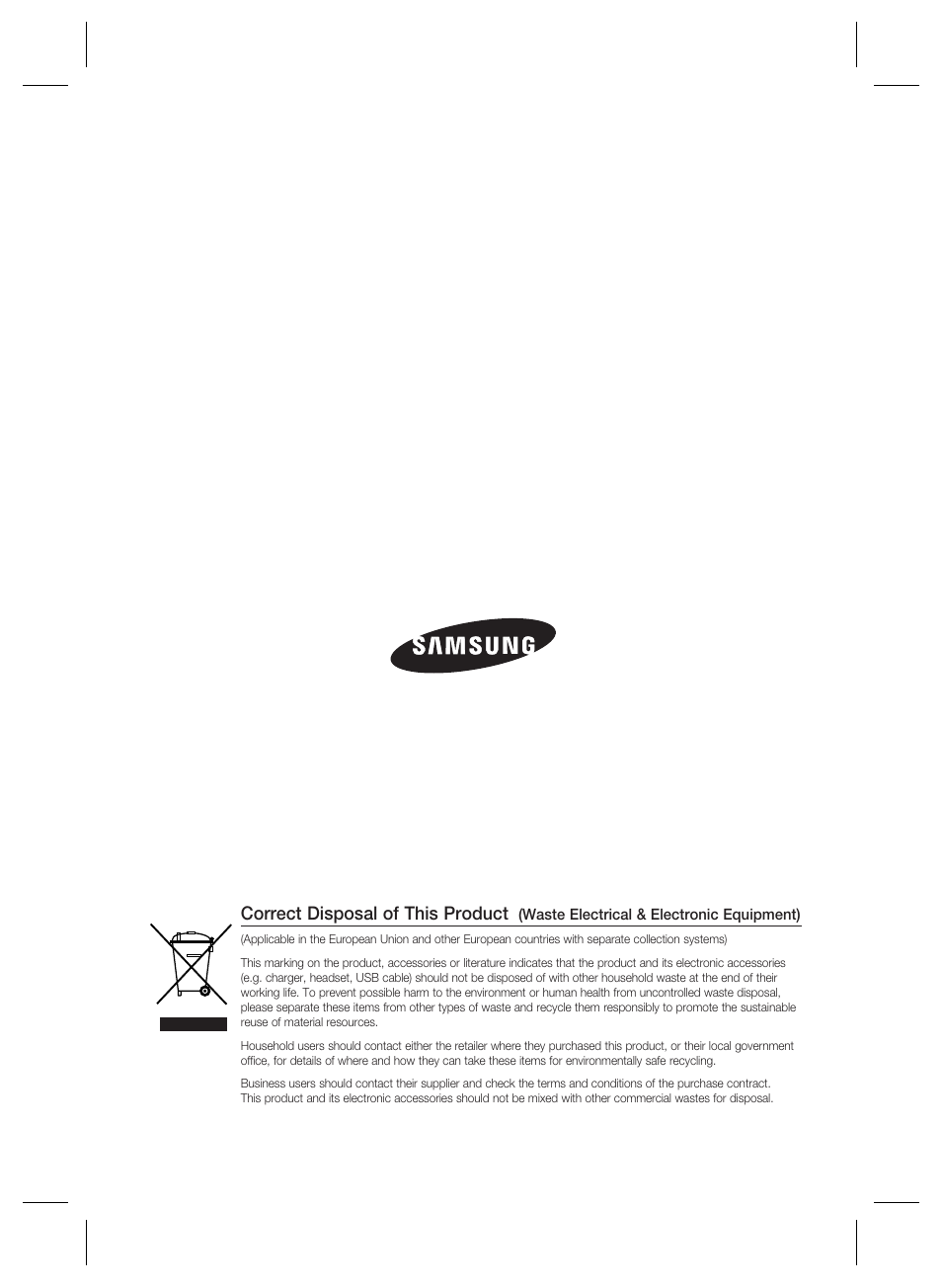 Correct disposal of this product | Samsung SCC-B2333(P) User Manual | Page 32 / 32