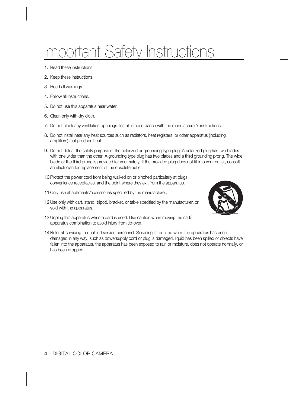 Important safety instructions | Samsung SCC-B2333(P) User Manual | Page 4 / 32