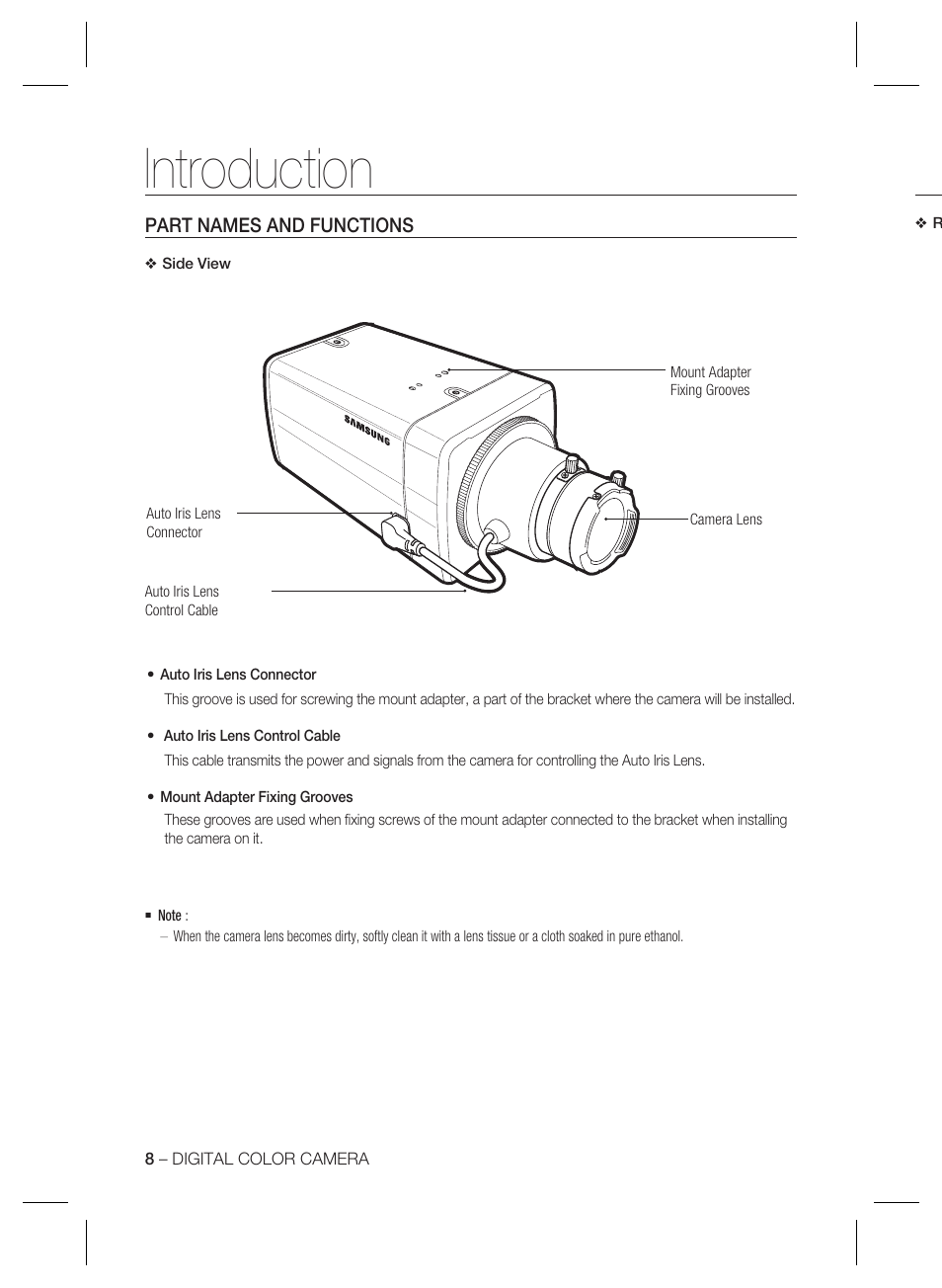 Introduction | Samsung SCC-B2333(P) User Manual | Page 8 / 32