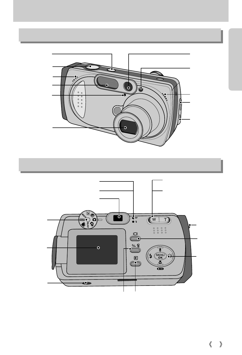 Identification of features, Front & top back & bottom | Samsung Digimax 3100  EN User Manual | Page 11 / 104