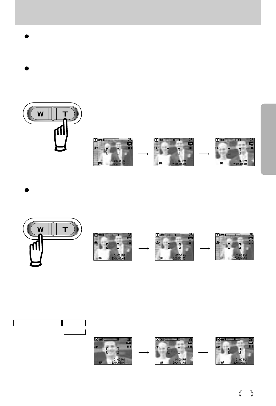 Zoom w/ t button | Samsung Digimax 3100  EN User Manual | Page 27 / 104